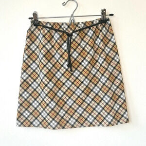 No Boundaries Plaid Mini Skirt - Black, White, Tan